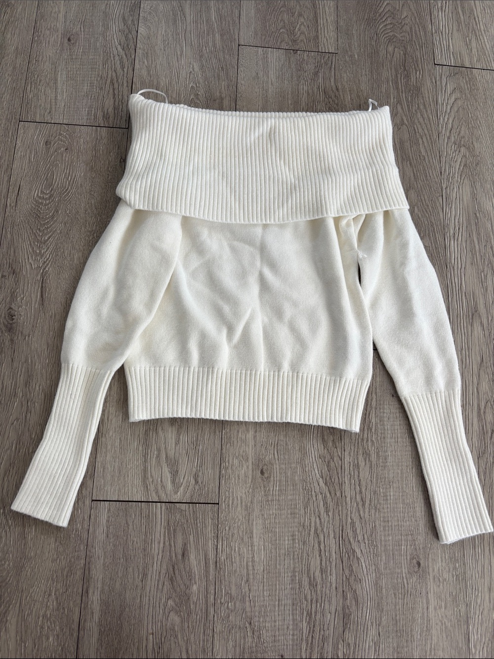 Off-the-Shoulder Foldover Sweater in Cream